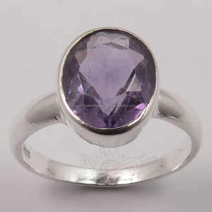 Anillo de piedras preciosas de amatista de corte ovalado facetado de Plata de Ley 925, venta al por mayor, anillo de amatista de moda hecho a mano con joyería de moda 925 - Product Image 1