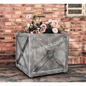 Jardinière en zinc Versaille, grande, pour l'extérieur, pot de fleurs décoratif, accessoires de <span class=keywords><strong>jardin</strong></span>, décoration extérieure - Product Image 3