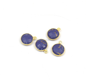 Bleu Cuivre Turquoise Gemme Laiton 18K Plaqué Or Fabrication de Bijoux À La Main Lien Lunette Pierre De Naissance Boho Connecteur Charme - Product Image 3