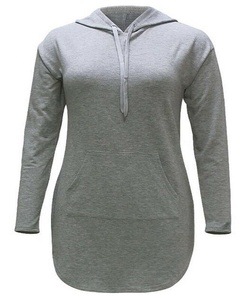 Sudadera con Capucha Larga Informal de Invierno para Mujer, Color Gris, Transpirable, Holgada, Deportiva, con Logotipo Personalizado Impreso en la Parte Delantera - Product Image 3