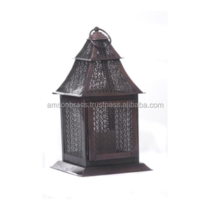 โคมไฟสำเร็จรูปสไตล์โบราณโคมไฟโลหะเคลือบสีบรอนซ์แบบมีรูสำหรับวางเทียนโคมไฟโมร็อกโก - Product Image 2