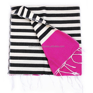 Toalla de baño de algodón a rayas de secado rápido con borlas con flecos de estilo turco Juego de toallas de playa comprimidas y desechables - Product Image 4