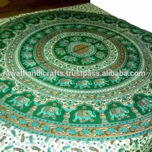 Sábana de cama con estampado de bloque bohemio, tapiz indio de Mandala Hippie, cubierta de cama de algodón, fabricante