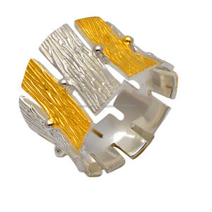 Bague unisexe en argent sterling 925 plaqué or Design simple pour mariage ou fête-Fabriqué par CASA DE PLATA un grossiste - Product Image 1