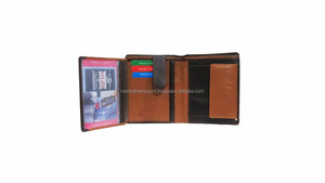 กระเป๋าสตางค์ใบสั้นแบบพับสองทบสำหรับผู้ชายหนังแท้สีดำป้องกันความปลอดภัยด้วยการปิดแบบเปิดและซับโพลีเอสเตอร์ - Product Image 4