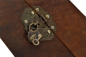 วารสารหนังแท้100% งานแฮนด์เมดวารสารหน้าขาวว่างเปล่าแบบวินเทจสีน้ำตาลเข้มกุญแจล็อคสมุดบันทึกการเดินทางไดอารี่ - Product Image 6