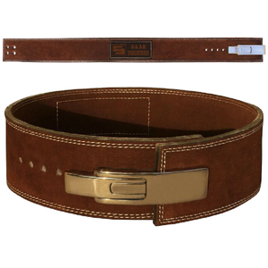 หนังวัวแท้10มม./13มม.,เขี้ยวเดี่ยวยกน้ำหนัก Cross Fit ออกกำลังกายยิมฟิตเนสเพาะกายออกกำลังกายเข็มขัดก้านโยก - Product Image 6