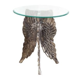 Mesa con estilo, acabado brillante, parte superior redonda, mesa auxiliar de aluminio, muebles de sala de estar o dormitorio, accesorios de decoración del hogar - Product Image 6