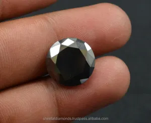 Sertifikalı 5.00CT gerçek yuvarlak kesim siyah gevşek elmas