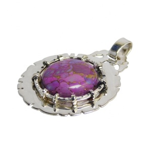 Offre Spéciale 925 argent Sterling violet cuivre Turquoise pierre précieuse pendentif bijoux fins pendentifs et breloques - Product Image 1