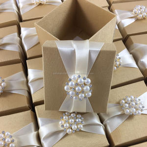 Beautiful Best Seller Golden Silk & Pearl <b>Wedding</b> <b>Favour</b> Box - Product Image 3