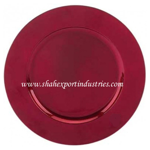 Placa de cargador de Metal de Color rojo oscuro, forma redonda, minimalista occidental para mesa de comedor, vajilla, Platos y platos - Product Image 2