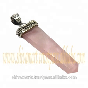 Beau pendentif crayon en quartz rose naturel fait à la main en argent sterling 925 bijoux fins pendentifs et breloques fabricant - Product Image 3