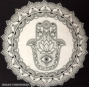 Tapiz doble de algodón hecho a mano Humsa colgante de pared maravilloso blanco tradicional Mandala indio decoración del hogar para consignadores Aubusson - Product Image 1