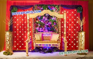 Glamorize Mehandi Stage <b>Swing</b> Decoration Indian Wedding Royal Jhula <b>Wooden</b> Carved Wedding Jhula Manufacturer - Product Image 2