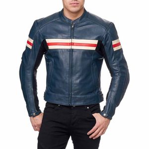 Chaqueta de motorista negra de búfalo de piel de vaca auténtica personalizable, prendas de moto informales de estilo Cafe Racer ajustadas para hombre - Product Image 1