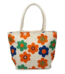 Оптовая продажа от производителя, индивидуальная натуральная переработанная хозяйственная Джутовая сумка-тоут для женщин