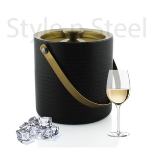 Cubo de hielo de acero inoxidable de doble pared personalizado directo de fábrica Nuevo diseño Tinas de bebidas de color negro - Product Image 2