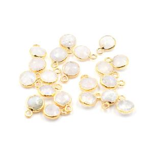 Piedra Lunar Arcoíris de 8-10 mm, Forma Redonda, Colgante Chapado en Oro de 14K y 18K con Argolla para Fabricación de Joyas - Product Image 2