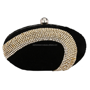 Black Fabric Design Handmade Girls Party Clutch Purse - Product Image 1