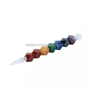 Hecho a mano siete chakras hexágono curación varita material de piedras preciosas - Product Image 1