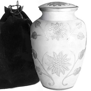 Urnes funéraires pour adultes en laiton/aluminium, blanc, vintage, style américain/européen - Product Image 6