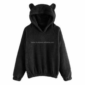 เสื้อสวมหัวมีฮู้ดสีแดงเข้ม KFHW06สำหรับผู้หญิงเสื้อครอปผ้าฝ้าย100% มีหูสำหรับใส่ในยิมสำหรับฤดูหนาว - Product Image 3