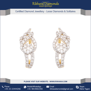 Par de Pendientes de Diamantes Redondos de Corte Brillante en Oro Puro Hechos a Mano en India para Mujer, Joyería para Boda y Compromiso - Product Image 3