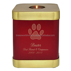 Urna de cremación de latón, Pet de Brassworld Tealight, suministros funerarios de la India - Product Image 2