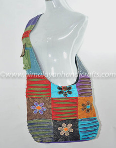 Moda flor parche lavado bolsa de hombro de algodón RSCB 220 b - Product Image 2