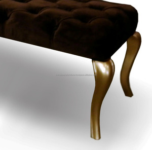 เก้าอี้เฟอร์นิเจอร์ฝรั่งเศสพร้อมที่นั่งกระจุก-ออตโตมันสีทองพร้อมเฟอร์นิเจอร์เบาะสีน้ำตาลอินโดนีเซีย - Product Image 3