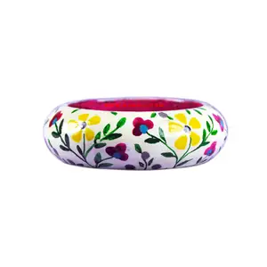 Multi color custom jewelry wood wooden hand painted bracelet bangle woman