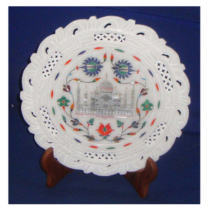Fabrication et vente en gros de plaques de marbre blanc moderne faites de fleurs Plaque d'incrustation de créateur fabriquée en Inde - Product Image 1
