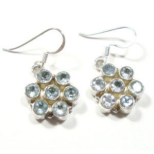 ขายส่งเครื่องประดับเงินต่างหูหินสีฟ้า925เครื่องประดับสเตอร์ลิงพลอยสีบุษราคัมพลอยสีคริสต์มาสปาร์ตี้ต่างหู925แท้ - Product Image 4