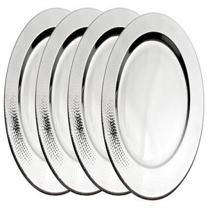 Assiette de mariage martelée plaquée argent forme ronde chargeur fantaisie plats et assiettes accessoires de mariage ustensiles de cuisine - Product Image 1