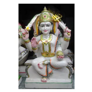 Beautiful Handmade Marble Santoshi Maa Statue Sitting On Platform