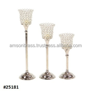 PORTAVELAS DE CRISTAL PARA EVENTOS DE BODA PORTAVELAS DE CRISTAL DORADO VOTIVE DE CRISTAL DORADO JUEGO DE 3 PORTAVELAS DECORATIVOS - Product Image 4