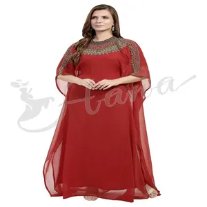 beautiful long big beaded dubai dress kaftan / wholesale sexy dubai muslim dress abaya