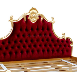 บ้านเฟอร์นิเจอร์ห้องนอนไม้-เฟอร์นิเจอร์เตียงแกะสลักทองหรูหรา - Product Image 4