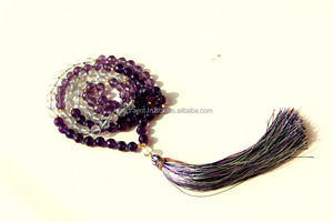 Amatista de grado Natural facetada 108 cuentas de Mala collares de cuentas de moda Unisex para fiesta religiosa y joyería de regalo hinduismo - Product Image 4