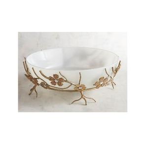 Tazón Decorativo de Diseño Elegante de Color Blanco de Dubái, de la Mejor Calidad con Diseño de Hojas Doradas - Product Image 1