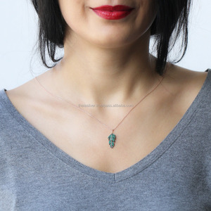 Collier pendentif fait à la main en argent Sterling, pendentif en forme de feuille de Zircon, bijoux élégants, vente en gros - Product Image 2