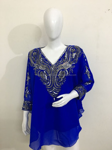 ชุดคาฟตันอิสลามมุสลิมปักลูกปัดด้วยมือ ดีไซน์พิเศษ ราคาสุดคุ้ม สำหรับสุภาพสตรี ฟรีไซส์ ผ้าจอร์เจตต์ ปักลูกปัดหนัก - Product Image 3