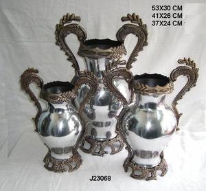 Florero de aluminio fundido con mango Estilo de dos tonos en pulido de espejo y acabado de latón antiguo Vajilla Jarrón Decoración para el hogar - Product Image 2