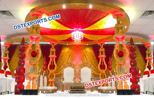 Gran boda mano anhelada madera Mandap Conjunto elegante madera Mandaps boda india decoración madera Mandap venta al por mayor Mandap decoración Reino Unido - Product Image 2