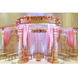 Mandap de Fibra Blanca Personalizado para Bodas Hindúes, Mandap Redondo en Oferta, Decoración India para Bodas, Fiestas y Eventos DST Florida - Product Image 1