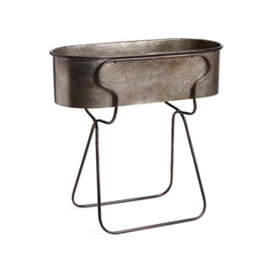 Allsome — support en fer forgé pour jardinière, socle en fer forgé, forme ovale, plaqué or, brun - Product Image 1