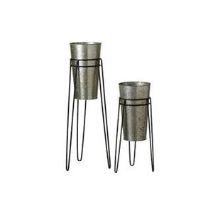 Macetas galvanizadas para exteriores e interiores, decoración de granja de Metal para jardín, Patio, porche y balcón, macetas con soporte y drenaje, Fr - Product Image 1