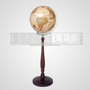 Globe terrestre vintage avec base en bois |   Globe terrestre géographique éducatif |   Décoration de style antique pour l'école, la maison, le bureau - Product Image 1