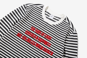 เสื้อยืดแขนยาวลายทางผู้ชาย คอโอ ไซส์ใหญ่ ผ้าเจอร์ซีย์ สีขาวลำลอง น้ำหนัก 220 กรัม - Product Image 3